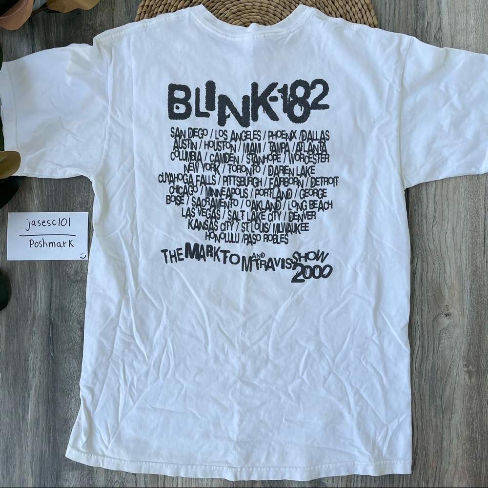 Vintage BLINK 182 White Rock Band T Shirt 2000 Large Adult Y2K Deadstock RARE - Picture 2 of 16